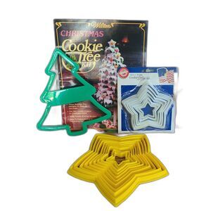 Vintage Wilton Christmas Cookie Cutter Bundle - Wilton Stars, Christmas Tree